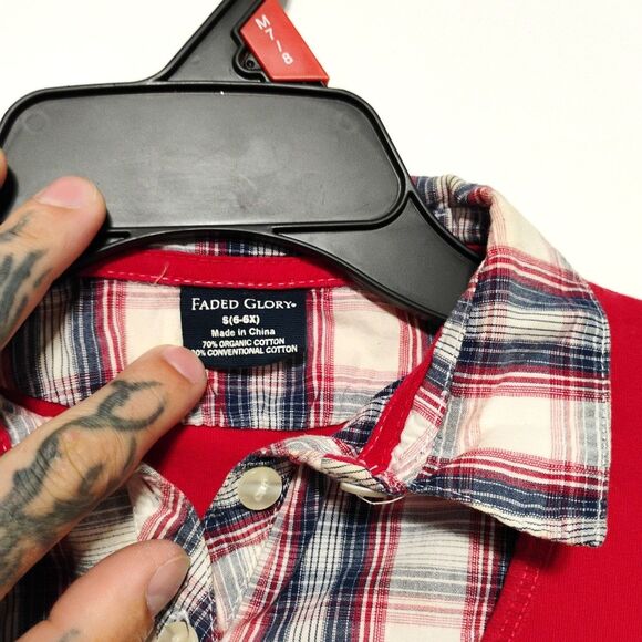 FADED GLORY SIZE 6-6X GIRLS DRESS Red White Blue AND DENIM SKIRT Ruffles - Picture 3 of 4